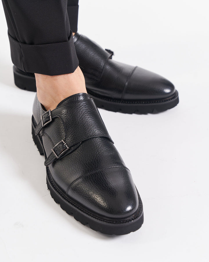 THE OSCAR MONK STRAP SHOES - BLACK