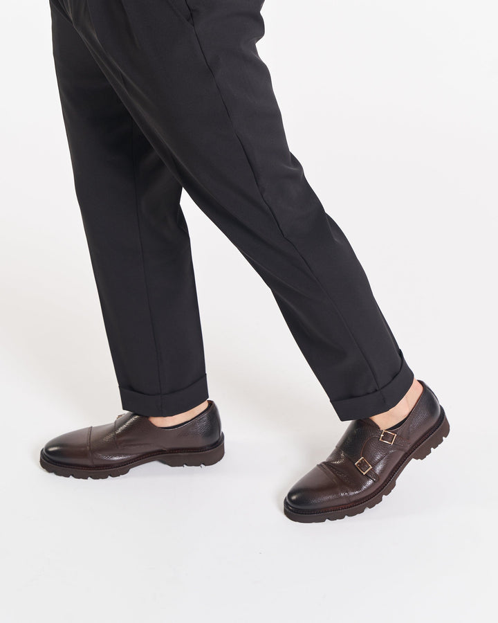 THE OSCAR MONK STRAP SHOES - DARK BROWN