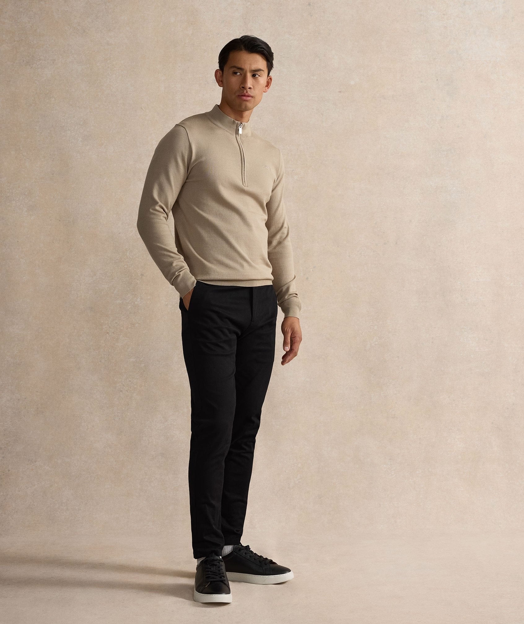 Half Zip Top - Beige