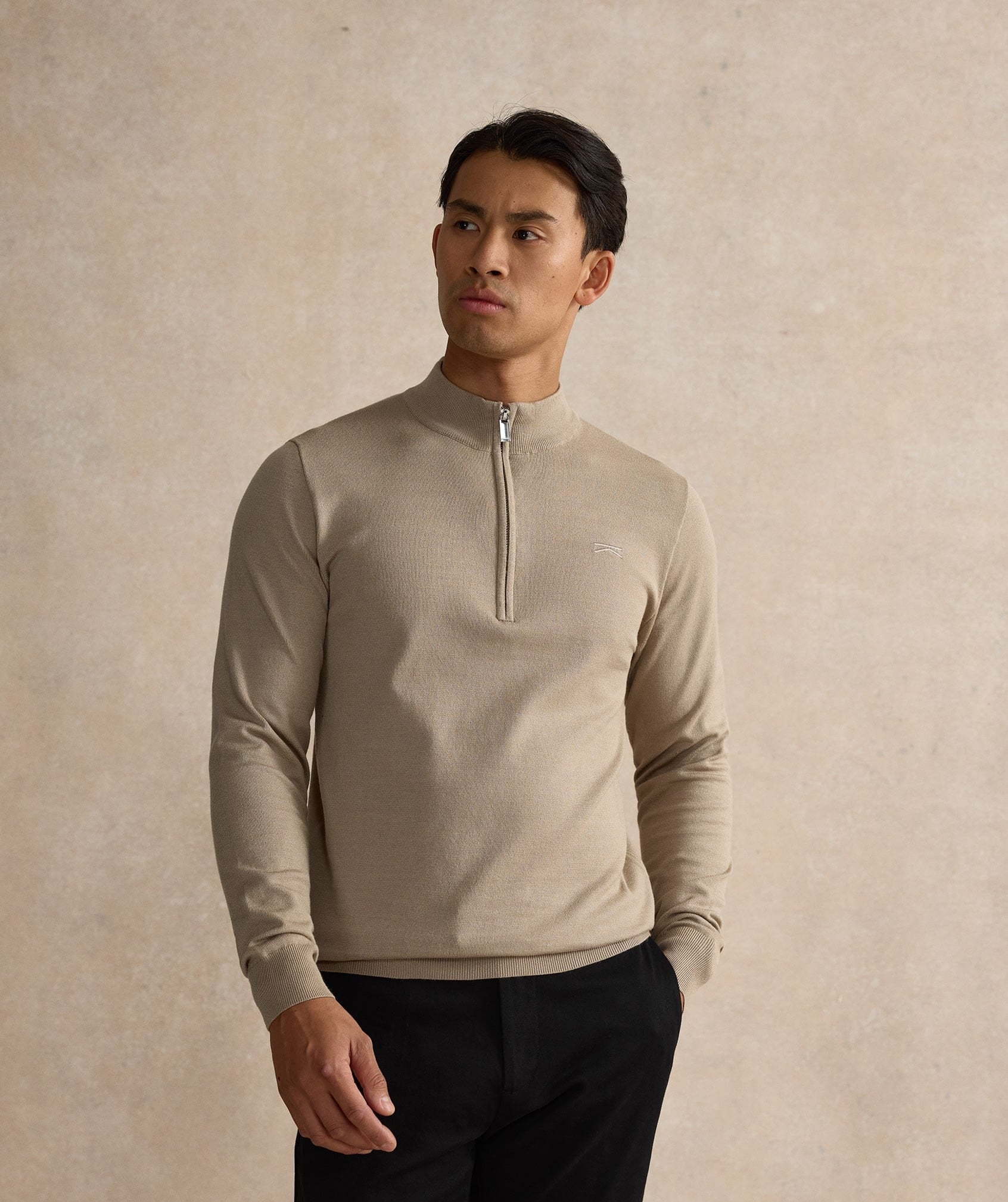 Half Zip Top - Beige
