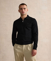Longsleeve Zipped Polo - Black