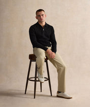 Longsleeve Zipped Polo - Black