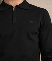Longsleeve Zipped Polo - Black
