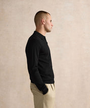 Longsleeve Zipped Polo - Black