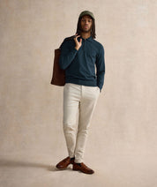 Longsleeve Zipped Polo - Navy