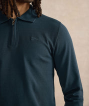 Longsleeve Zipped Polo - Navy