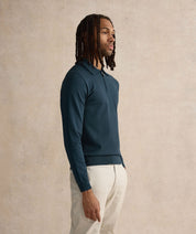 Longsleeve Zipped Polo - Navy
