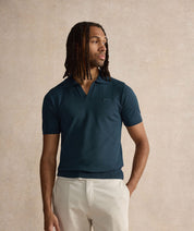 Open Collar Polo Shirt - Navy