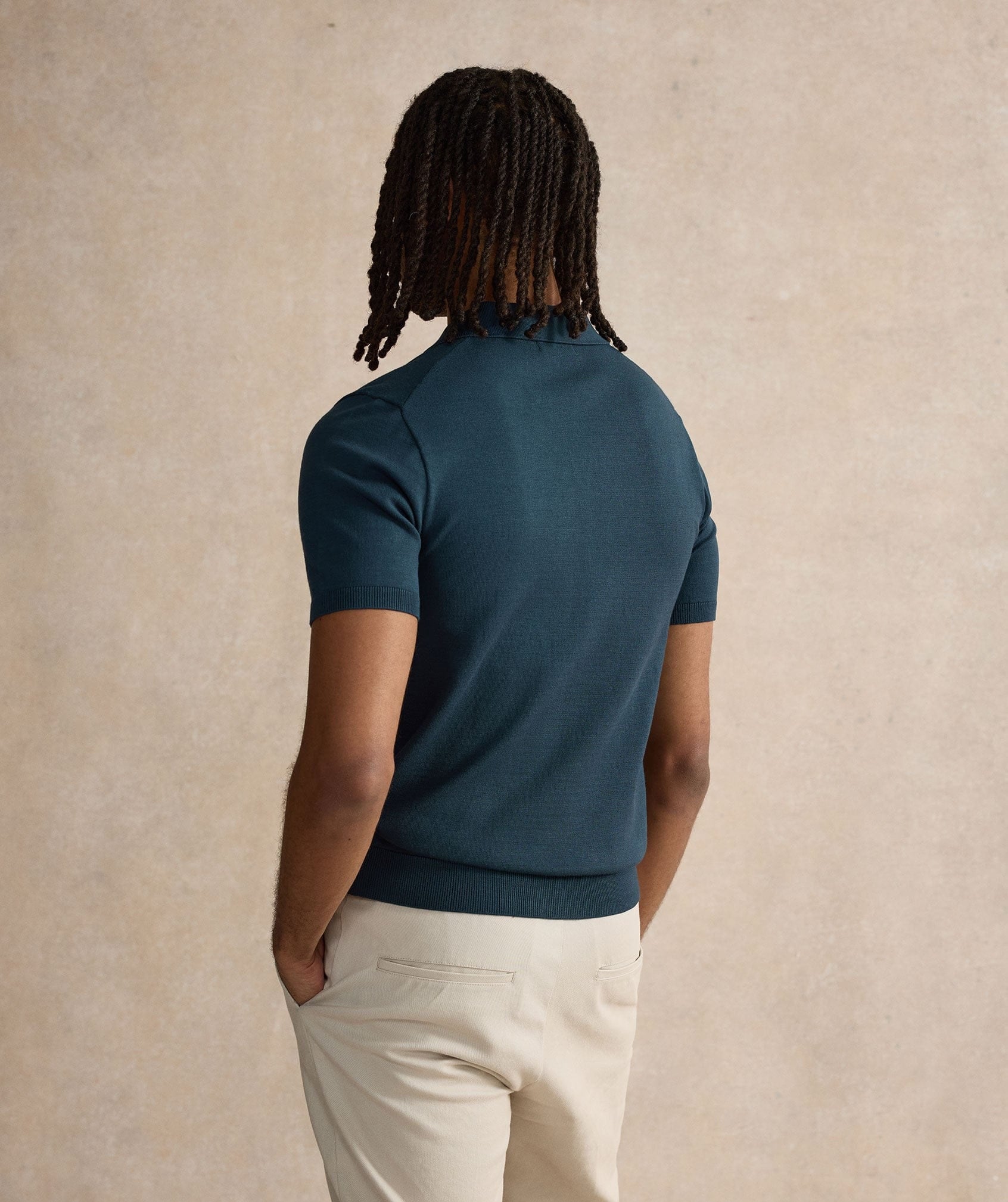 Open Collar Polo Shirt - Navy