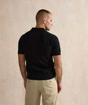 Open Collar Polo Shirt - Black