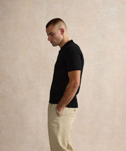 Open Collar Polo Shirt - Black