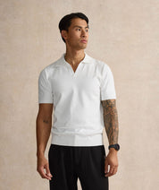Open Collar Polo Shirt - White