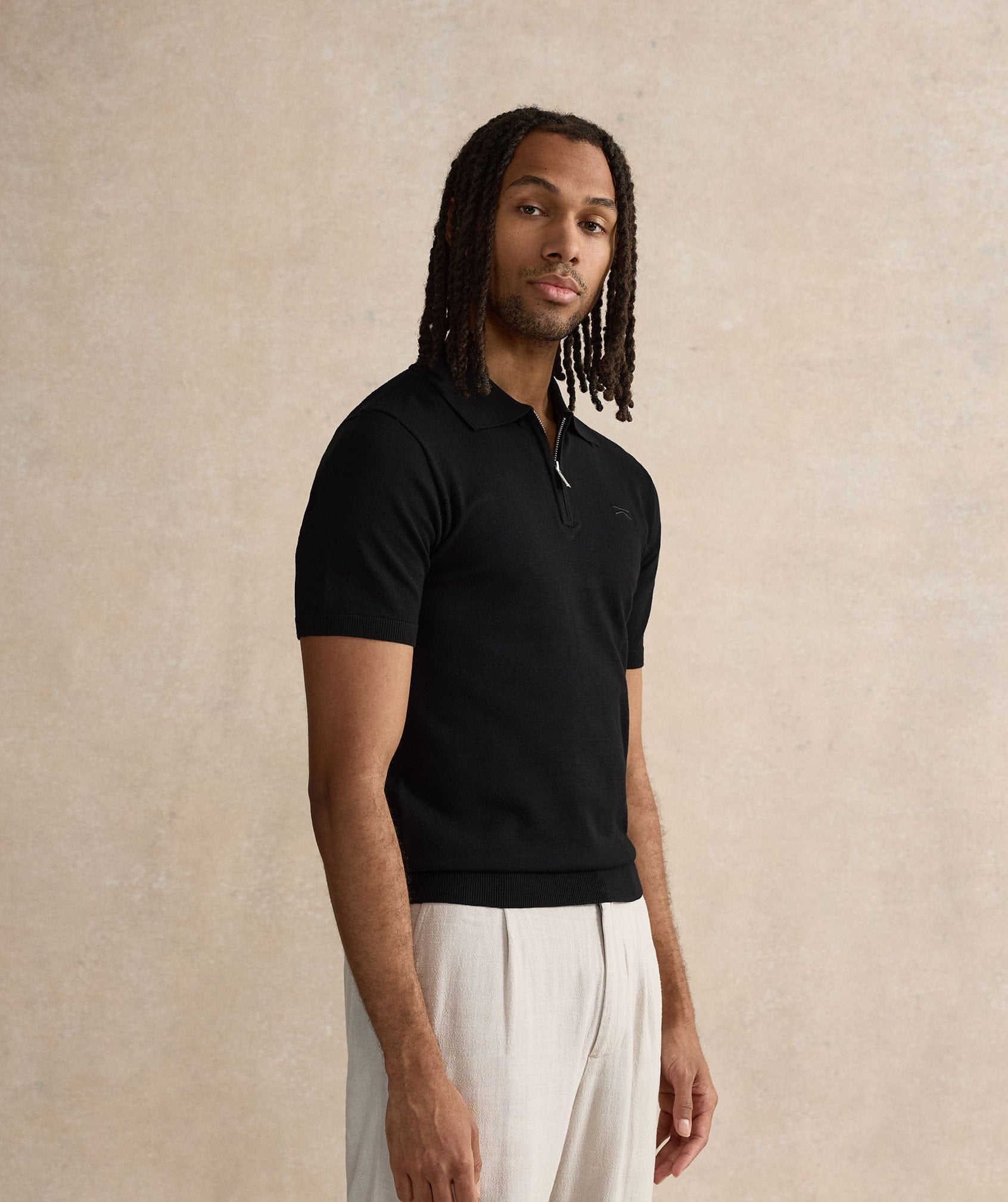 Kalibre Zipped Polo Shirt - Black