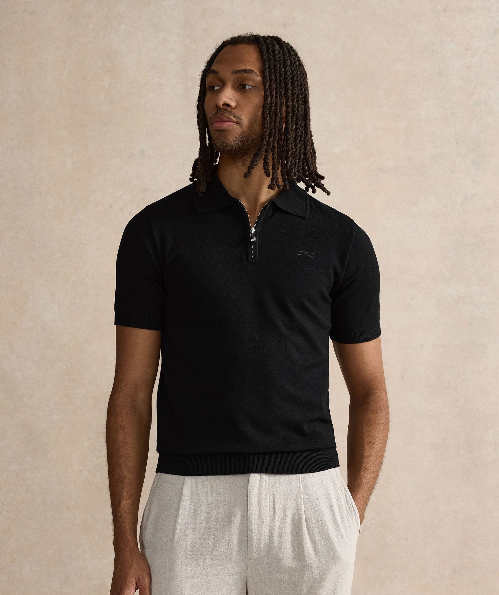 Kalibre Zipped Polo Shirt - Black