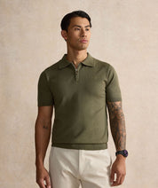 Kalibre Zipped Polo Shirt - Khaki