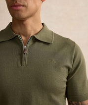 Kalibre Zipped Polo Shirt - Khaki