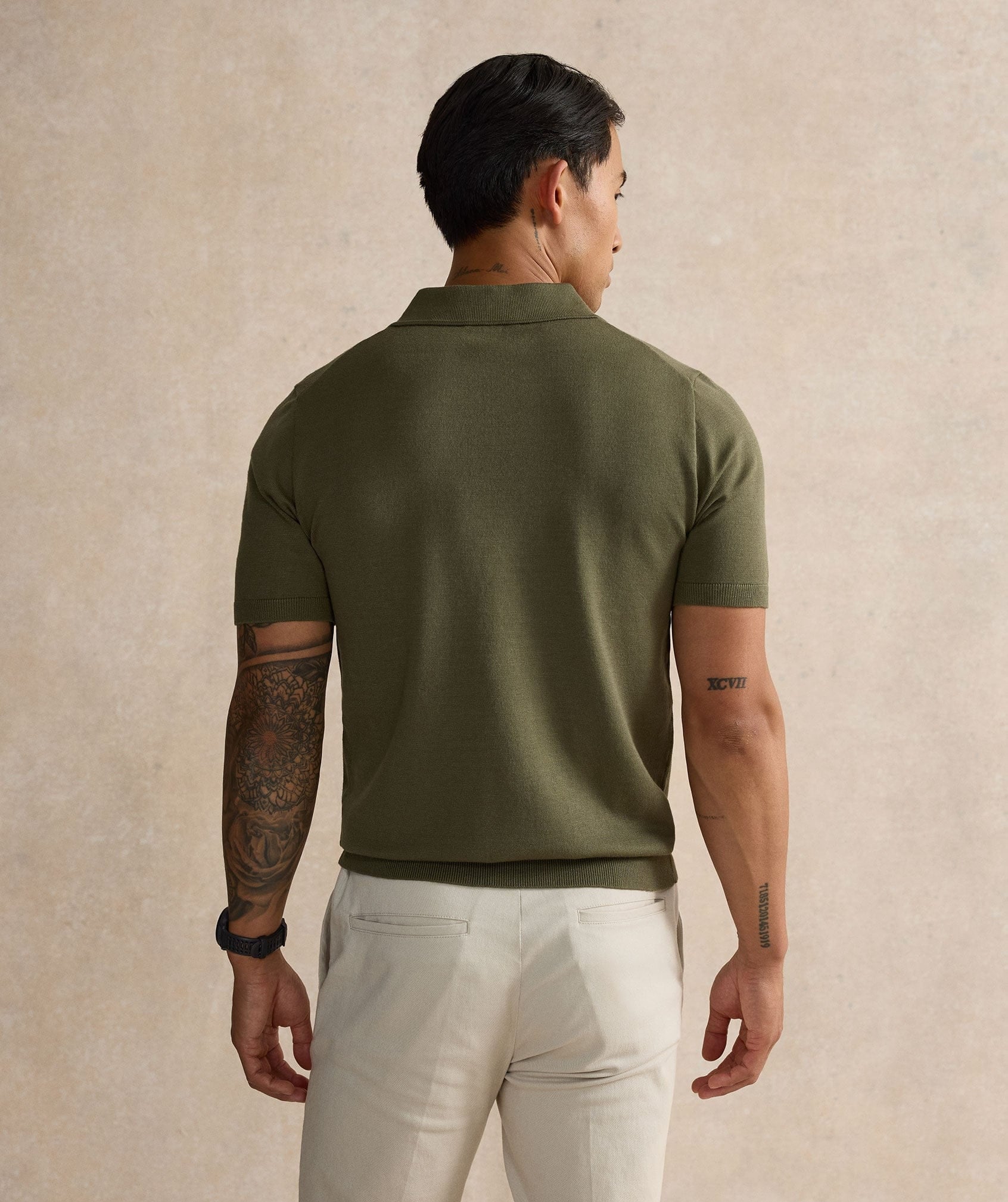 Kalibre Zipped Polo Shirt - Khaki