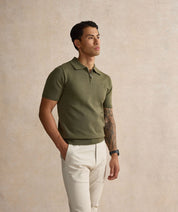 Kalibre Zipped Polo Shirt - Khaki