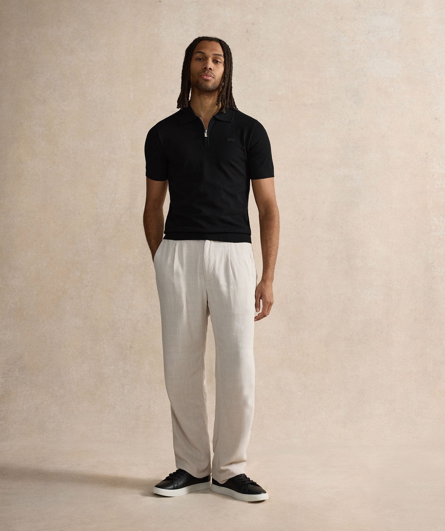 Kalibre Zipped Polo Shirt - Black